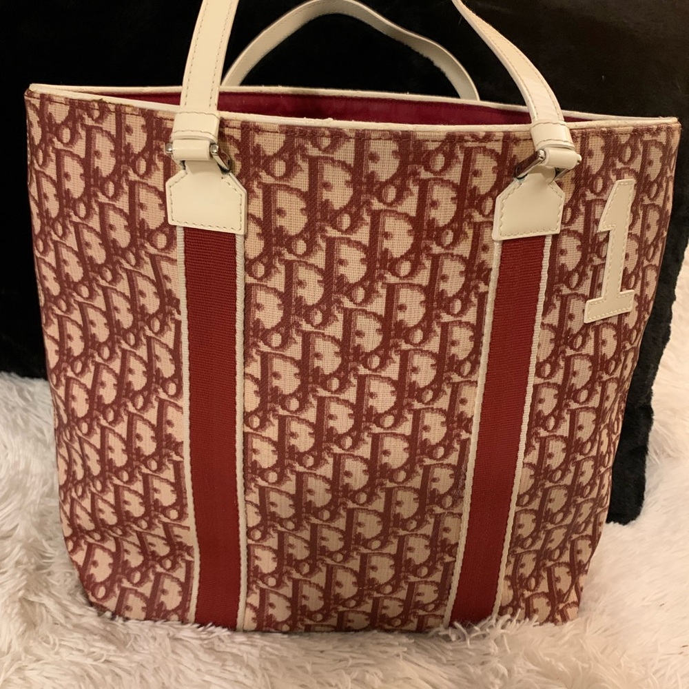 Dior tote 11.5”x 15”x 4” beautiful vintage, white and red coated canvas. - Picture 16 of 16